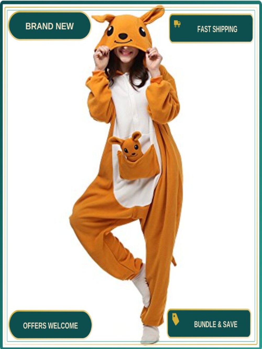 Adult Kangaroo Onesie Cosplay Costume Pajamas Halloween Sleepwear